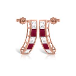 Genuine 4.7 ctw White Topaz Earrings 14KT Rose Gold - REF-43W8Y