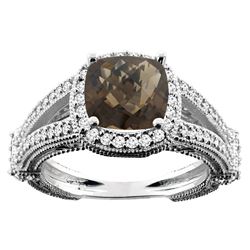 4.10 CTW Quartz & Diamond Ring 10K White Gold - REF-43Y5V