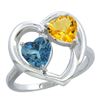 Image 1 : 2.61 CTW Diamond, London Blue Topaz & Citrine Ring 14K White Gold - REF-34Y2V