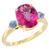 Image 1 : 2.64 CTW Pink Topaz & Blue Sapphire Ring 14K Yellow Gold - REF-32M3K