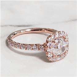 Natural 2.22 CTW Halo Cushion Cut Diamond Engagement Ring 18KT Rose Gold