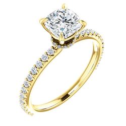 Natural 1.72 CTW Cushion Cut Diamond Engagement Ring 14KT Yellow Gold