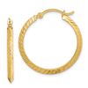 Image 1 : 14k Yellow Gold Textured Diamond-Cut Hoop Earrings