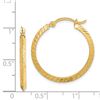 Image 2 : 14k Yellow Gold Textured Diamond-Cut Hoop Earrings