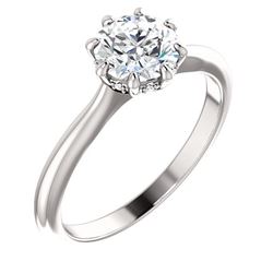 Natural 1.07 CTW Round Cut 8 Prong Diamond Engagement Ring 18KT White Gold