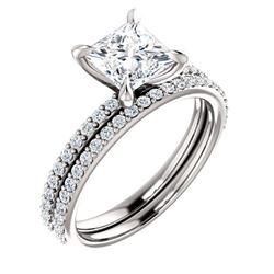 Natural 2.02 CTW Princess Cut Diamond Engagement Set 14KT White Gold