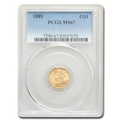 1889 $1 Indian Head Gold MS-67 PCGS