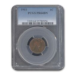 1911 Lincoln Cent PR-64 PCGS (Brown)