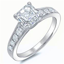 Natural 1.92 CTW Asscher Cut Engagement Ring 18KT White Gold