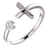 Image 1 : Natural 0.07 CTW Bezel Diamond Cross Cuff Ring 18KT White Gold
