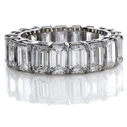 Natural 3.02 CTW Emerald Cut Diamond Eternity Ring 18KT White Gold