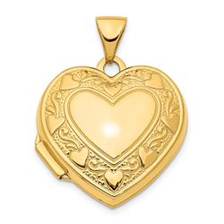 14k Yellow Gold 19 mm Heart Locket Pendant