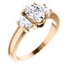 Image 1 : Natural 1.42 CTW Oval Cut & Half Moons 3-Stone Diamond Ring 14KT Rose Gold