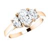 Image 3 : Natural 1.42 CTW Oval Cut & Half Moons 3-Stone Diamond Ring 14KT Rose Gold