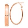 Image 1 : 14k Rose Gold Omega Back Oval Hoop Earrings - 7x24 mm