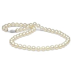 White Freshwater Pearl Necklace, 7.5-8.0mm