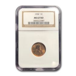 1936 Lincoln Cent MS-67 NGC (Red)