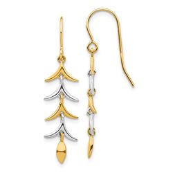 14k Two Tone Dangle Earrings