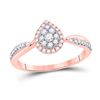Image 1 : 14kt Rose Gold Womens Round Diamond Teardrop Cluster Ring 1/3 Cttw