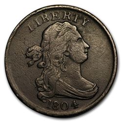 1804 Half Cent Plain 4 Stemless VF