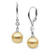 Image 1 : Golden South Sea Round Pearl and Diamond Aerie Collection Dangle Earrings
