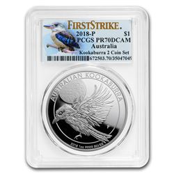 2018 Australia 1 oz Silver Kookaburra PR-70 PCGS (FS, Kook Label)