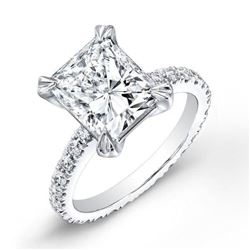Natural 3.72 CTW Radiant Cut Diamond Solitaire Eternity Engagement Ring 14KT White Gold