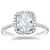 Image 1 : Natural 2.97 CTW Rectangle Cushion Cut Halo Diamond Engagement Ring 18KT White Gold