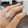Image 3 : Natural 2.97 CTW Rectangle Cushion Cut Halo Diamond Engagement Ring 18KT White Gold
