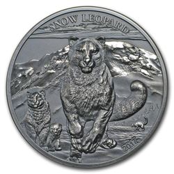 2017 Mongolia 1 oz Silver High Relief Animals (Snow Leopard)