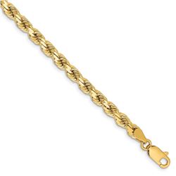 14k Yellow Gold 4.25 mm Diamond Cut Rope Chain - 9 in.