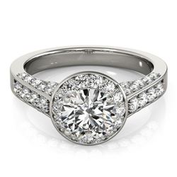 Natural 1.5 ctw Diamond Solitaire Halo Ring 14k White Gold