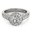 Image 1 : Natural 1.5 ctw Diamond Solitaire Halo Ring 14k White Gold