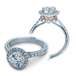Natural 3.47 CTW Diamond Engagement Halo Ring 18KT Two Tone