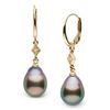 Image 1 : Black Tahitian Drop-Shaped Pearl and Diamond Aerie Collection Dangle Earrings