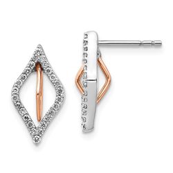14k White/Rose Gold .26ct Diamond Earrings - 15 mm