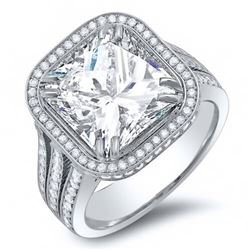 Natural 3.45 CTW Radiant Cut Pave Diamond Split Shank Engagement Ring 14KT White Gold