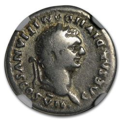 Roman Silver Denarius Emperor Domitian (81-96 AD) Fine NGC