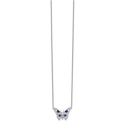 14k White Gold Diamond & Sapphire Butterfly Necklace - 18 in.