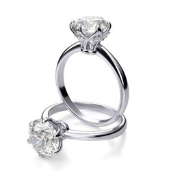Natural 3.12 CTW Round Cut Diamond Crown Solitaire Ring 14KT White Gold