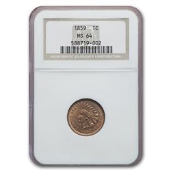 1859 Indian Head Cent MS-64 NGC