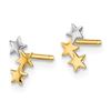 Image 2 : 14k & White Rhodium 3-Star Post Earrings - 40 mm