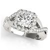 Image 1 : Natural 2 ctw Diamond Solitaire Halo Ring 14k White Gold