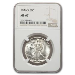 1946-S Walking Liberty Half Dollar MS-67 NGC