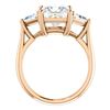 Image 3 : Natural 4.02 CTW 3-Stone Princess Cut & Trillion Cut Diamond Ring 14KT Rose Gold