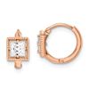 Image 1 : 14k Rose Gold Square Cubic Zirconia Hoop Earrings