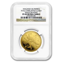 1998 Japan Gold 10,000 Yen Speed Skating Olympics PF-69 NGC
