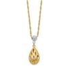 Image 1 : 14k Two-Tone D/C Teardrop Dangle 2IN Ext Necklace - 20 in.