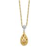 Image 1 : 14k Two-Tone D/C Teardrop Dangle 2IN Ext Necklace - 20 in.