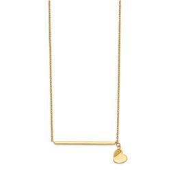 14k Yellow Gold Polished Heart w/ 2in ext. Necklace - 15 in.